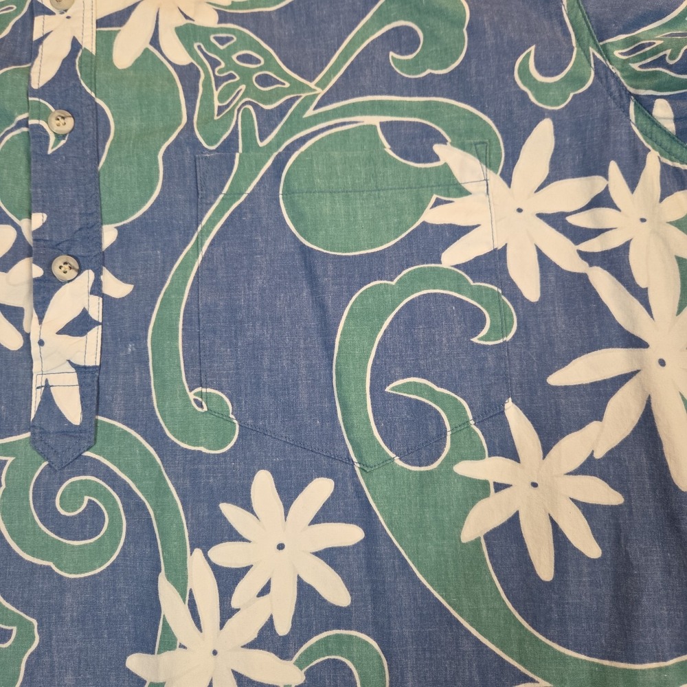 Vintage Go Barefoot Mens  Pullover 1/2 Button Hawaiian Shirt 2XL USA Floral - Picture 3 of 7